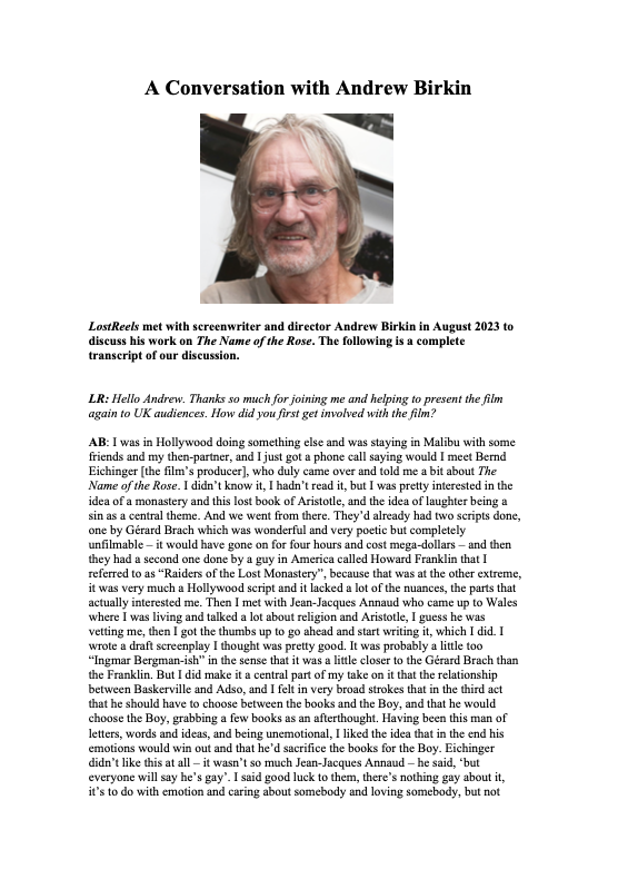 Andrew Birkin interview transcript
